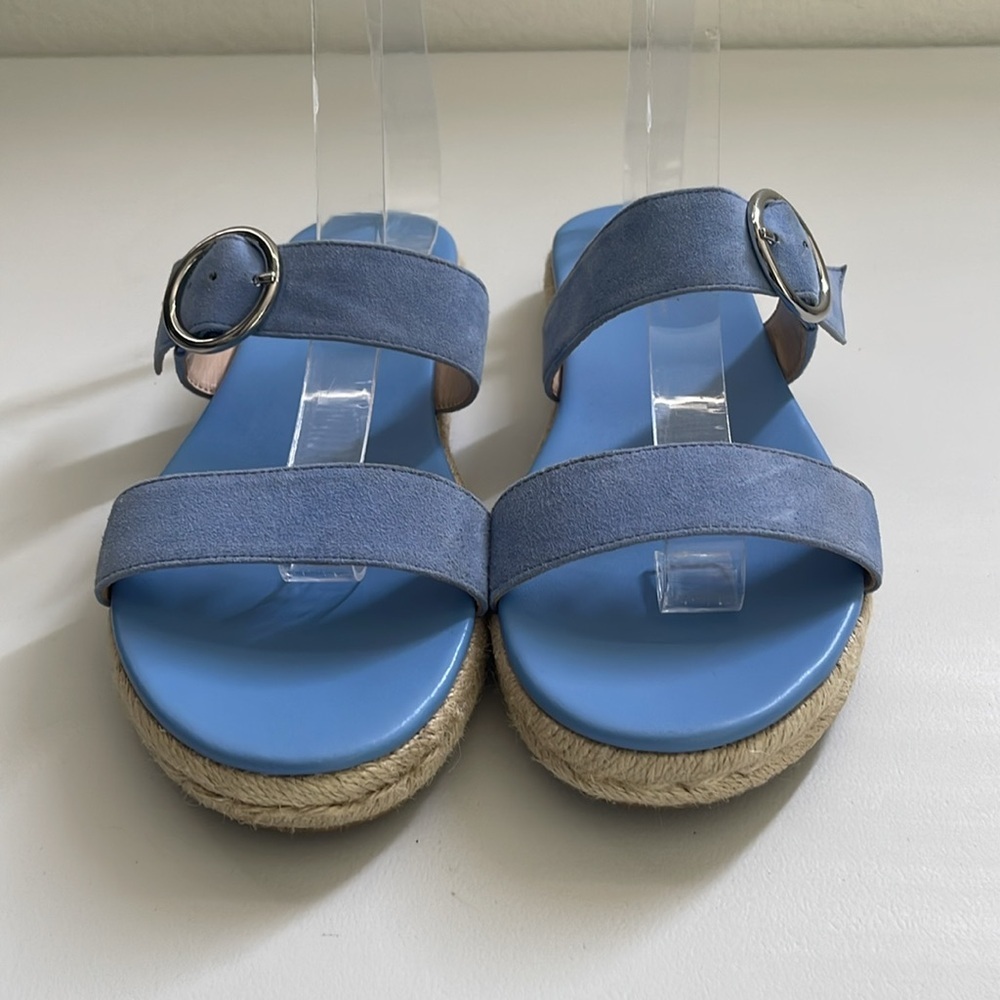 Stuart Weitzman Mykonos Two Strap Suede Blue Peri… - image 2